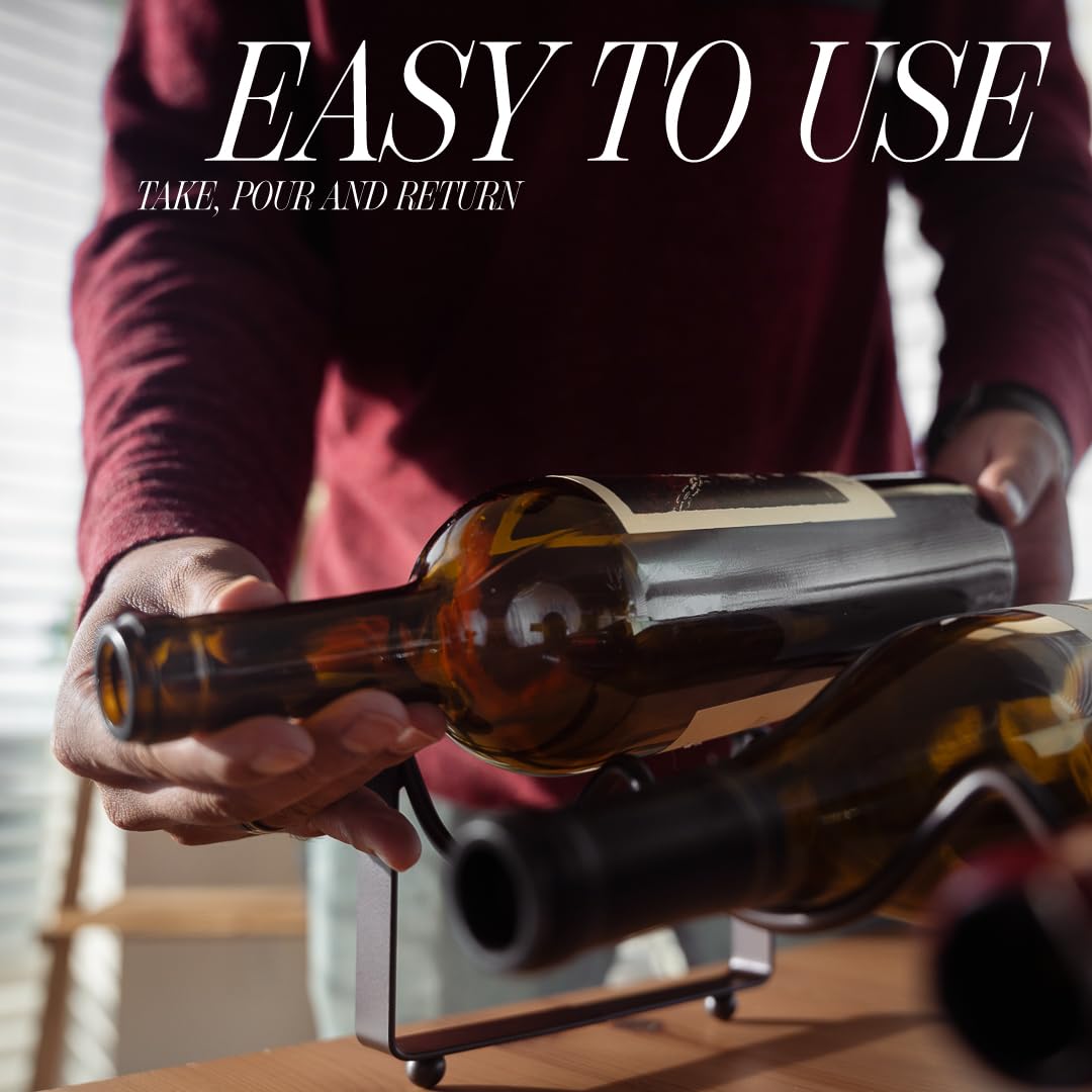 1-Tier Wine Rack for Countertop - Stackable Metal Wine Bottle Holder for 4 Bottles - Free-Standing Wine Organizer & Storage for Cabinet, Pantry, Counter - Wine Bottle Rack by Salvino ANGORA BRANDS