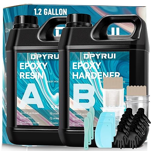 1.2 Gallons Epoxy Resin Kit -Crystal Clear Resin and Hardener Resin Epoxy kit,No Yellowing, No Bubbles Casting Resin Perfect for Jewelry Making Molds DPYRUI