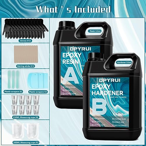 1.2 Gallons Epoxy Resin Kit -Crystal Clear Resin and Hardener Resin Epoxy kit,No Yellowing, No Bubbles Casting Resin Perfect for Jewelry Making Molds DPYRUI