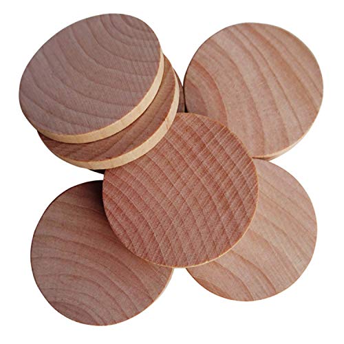 1.5 Inch Natural Wood Slices Unfinished Round Wood Coins for DIY Arts & Crafts Projects, 50 per Pack. Axe Sickle