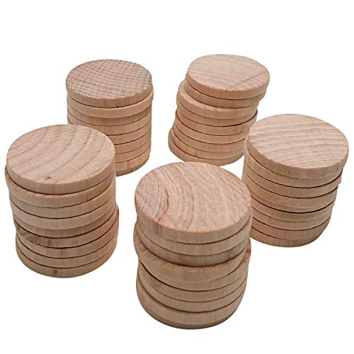 1.5 Inch Natural Wood Slices Unfinished Round Wood Coins for DIY Arts & Crafts Projects, 50 per Pack. Axe Sickle