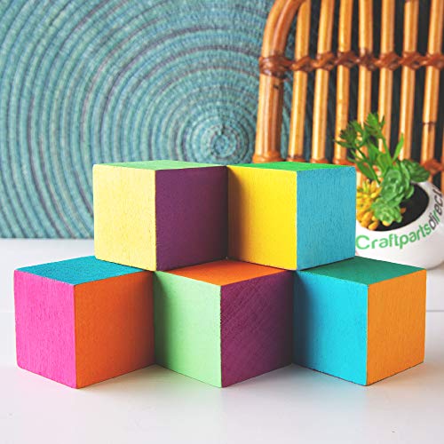 1.5 inch Wood Blocks | Natural Unfinished Craft Wooden Cubes -by CraftpartsDirect.com | Bag of 24 Craftparts Direct