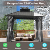 10 * 10FT Patic Gazebo with Steel Canopy,Outdoor Permanent Hardtop Gazebo Canopy for Patio, Garden, Backyard Endark