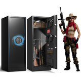 10-14 Gun Safe for Rifles and Pistols, Rifle Safes for Home, Long Gun Cabinet for Shotgun, Large Gun Locker with Quick Access Password Lock, Dual Alarm & Mute, Assembly Required SHICHI