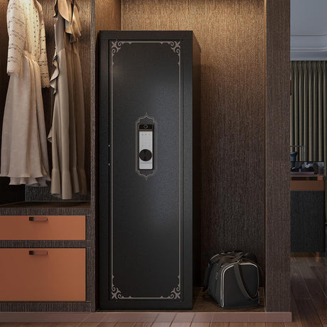 10-14 Gun Safe, Gun Safe for Rifles and Pistols, Biometric GunSafe, Fingerprint Gun Safes Large Rifle Safe, Gun Cabinet with Adjustable Shelves and Locking Built-in Cabinet KAER