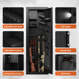 10-14 Gun Safe, Gun Safe for Rifles and Pistols, Biometric GunSafe, Fingerprint Gun Safes Large Rifle Safe, Gun Cabinet with Adjustable Shelves and Locking Built-in Cabinet KAER