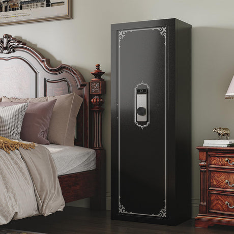 10-14 Gun Safe, Gun Safe for Rifles and Pistols, Biometric GunSafe, Fingerprint Gun Safes Large Rifle Safe, Gun Cabinet with Adjustable Shelves and Locking Built-in Cabinet KAER
