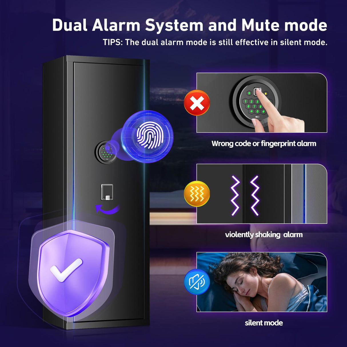 10-15 Unassembled Rifle Gun Safes, Biometric Fingerprint Gun Safe for Home and Pistols with Dual Alarm System, Gun Cabinets with 3 Pistol Bags, Quick Access Safes with Removable Shelf for Shotguns QIRANUI