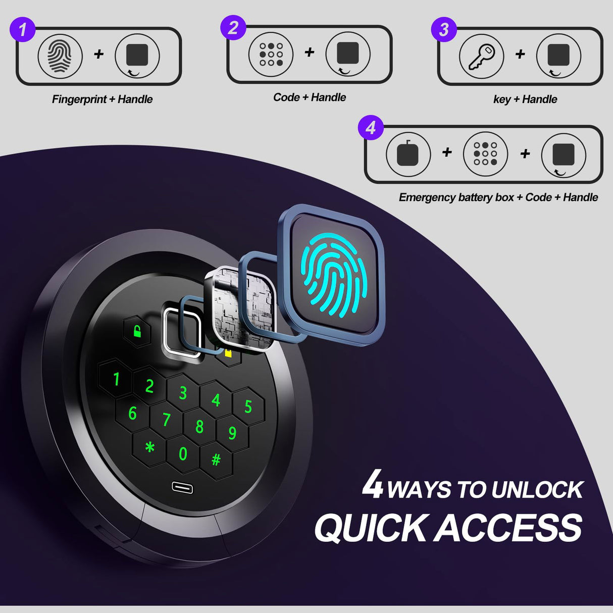10-15 Unassembled Rifle Gun Safes, Biometric Fingerprint Gun Safe for Home and Pistols with Dual Alarm System, Gun Cabinets with 3 Pistol Bags, Quick Access Safes with Removable Shelf for Shotguns QIRANUI