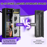 10-15 Unassembled Rifle Gun Safes, Biometric Fingerprint Gun Safe for Home and Pistols with Dual Alarm System, Gun Cabinets with 3 Pistol Bags, Quick Access Safes with Removable Shelf for Shotguns QIRANUI
