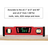 10-Inch Digital Torpedo Level and Protractor | Neodymium Magnets | Bright LED Display | V-GROOVE MAGNETIC BASE | IP54 Dust/Water Resistant smart level with Carrying Bag 2PM TOOLS