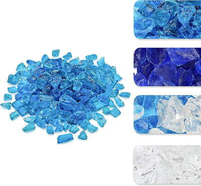 10-Pound Crushed Fire Glass for Fire Pit/Fireplace/Vase Fillers/Garden Landscapes/Resin Art, Sea Blue