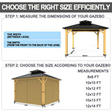 10-ft x 13-ft Gazebo Curtains,Privacy Replacement Sidewall 4-Panel Universal Shade Curtains Set,Protecting Side Walls (Only Curtain)-Khaki Zupoquk