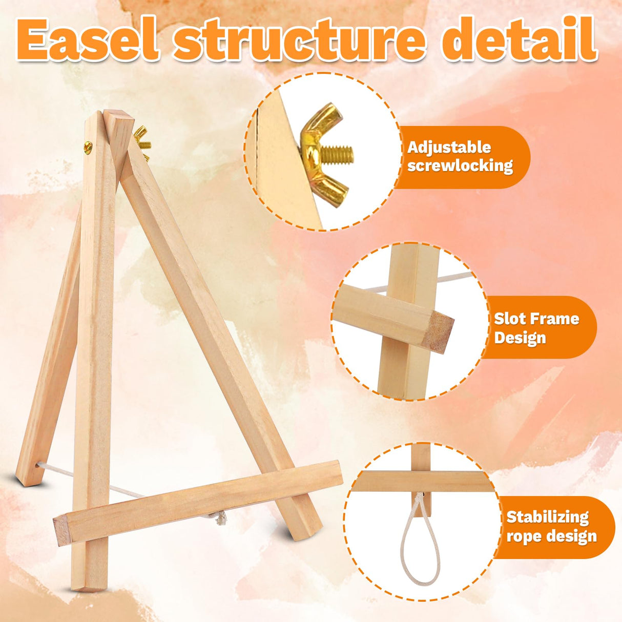 10 Pack 9 Inch Wood Easels,Art Craft Painting Easel,Table Top Easels for Painting, for Painting Party Displaying Canvases, Photos Mini Display Tripod Apply to Kids Artist Adults Students Etc CZWZ