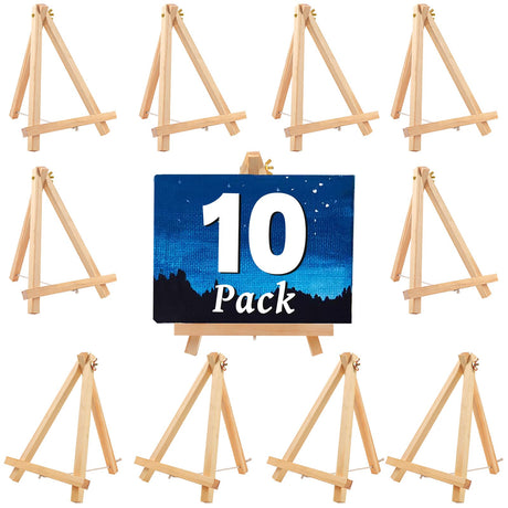 10 Pack 9 Inch Wood Easels,Art Craft Painting Easel,Table Top Easels for Painting, for Painting Party Displaying Canvases, Photos Mini Display Tripod Apply to Kids Artist Adults Students Etc CZWZ