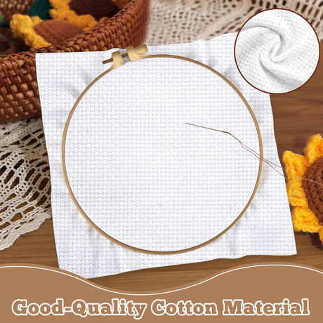 10 PCS Aida Cloth 14 Count Cross Stitch Fabric, Pre-Cut White Squares Fabric for Craft Embroidery, Handmade Needlework, DIY Handicrafts (9.8×9.8 Inch) Nitelemn