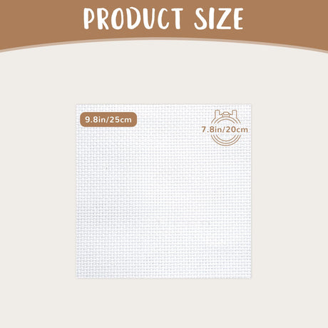 10 PCS Aida Cloth 14 Count Cross Stitch Fabric, Pre-Cut White Squares Fabric for Craft Embroidery, Handmade Needlework, DIY Handicrafts (9.8×9.8 Inch) Nitelemn