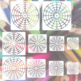 10 PCS Mandala Stencils Set Mandala Dotting Tools, 12/16 Segment 3/4/5/6/8 Inches Reusable Mandala Rock Painting Kit Dotting Tools for Painting Rock Wood Canvas DIY Painting Art Projects Notoke