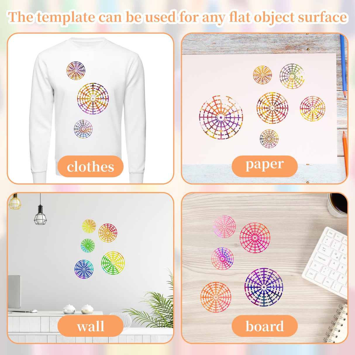 10 PCS Mandala Stencils Set Mandala Dotting Tools, 12/16 Segment 3/4/5/6/8 Inches Reusable Mandala Rock Painting Kit Dotting Tools for Painting Rock Wood Canvas DIY Painting Art Projects Notoke