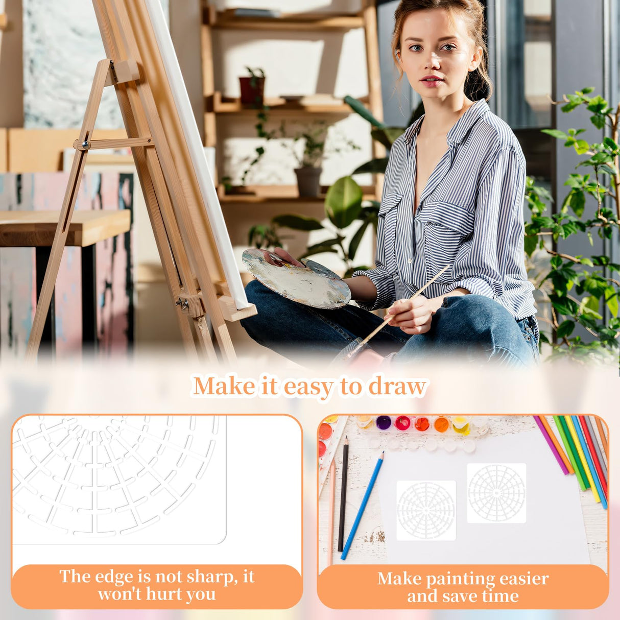 10 PCS Mandala Stencils Set Mandala Dotting Tools, 12/16 Segment 3/4/5/6/8 Inches Reusable Mandala Rock Painting Kit Dotting Tools for Painting Rock Wood Canvas DIY Painting Art Projects Notoke