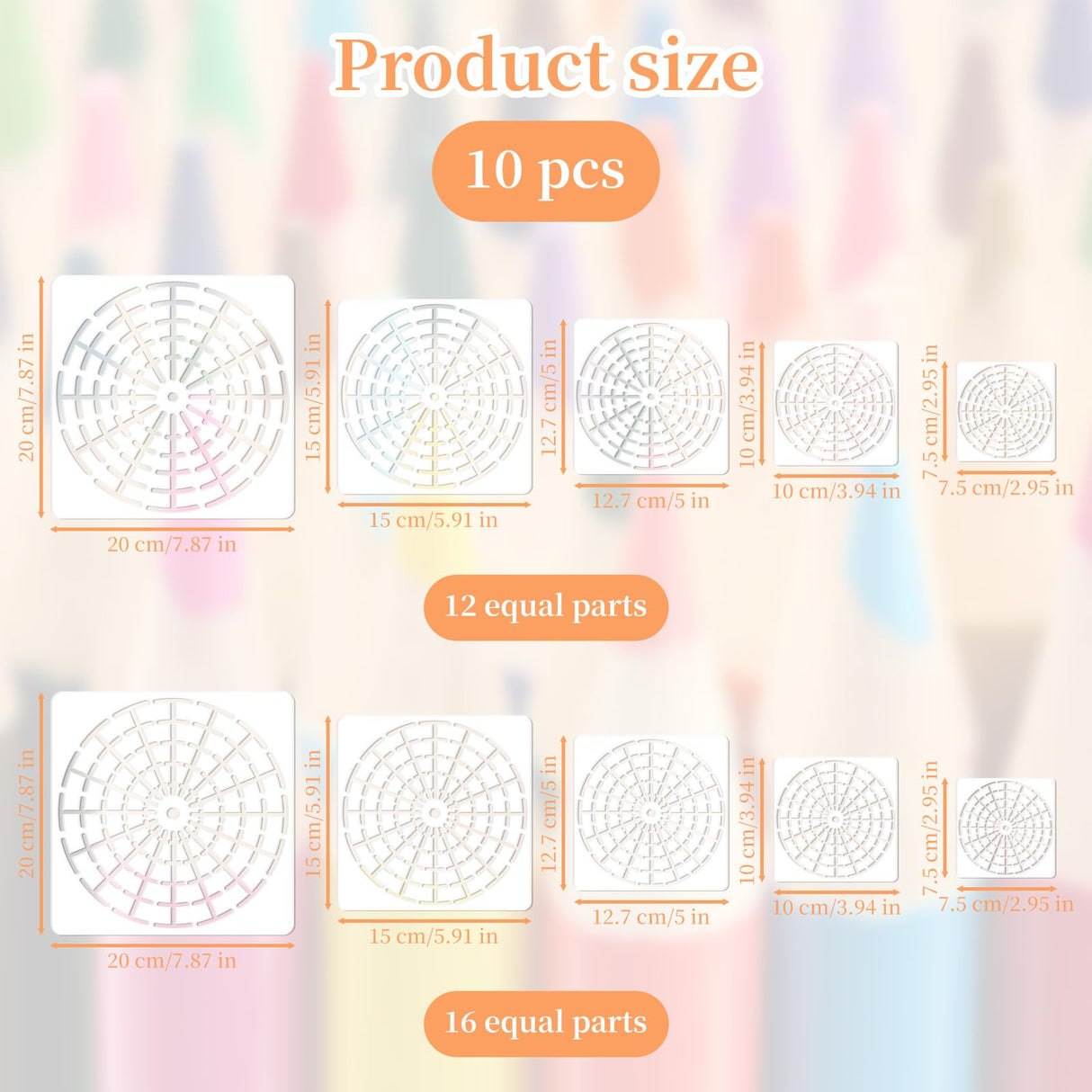 10 PCS Mandala Stencils Set Mandala Dotting Tools, 12/16 Segment 3/4/5/6/8 Inches Reusable Mandala Rock Painting Kit Dotting Tools for Painting Rock Wood Canvas DIY Painting Art Projects Notoke