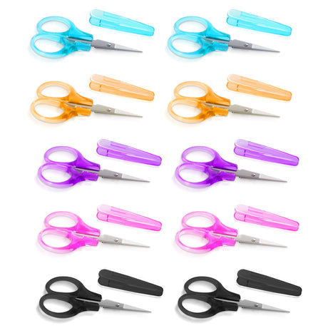 10 Pcs Small All Purpose Scissors, Stainless Steel Sharp Mini Detail Craft Scissors With Protective Cover, 3.5" Tiny for Embroidery, Paper Cutting, Sewing, Knitting, Crafting TaShow