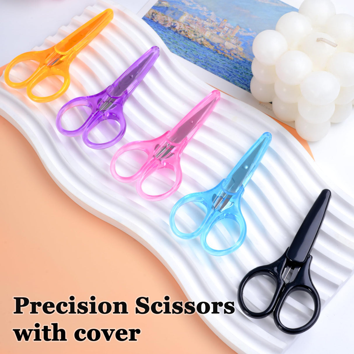 10 Pcs Small All Purpose Scissors, Stainless Steel Sharp Mini Detail Craft Scissors With Protective Cover, 3.5" Tiny for Embroidery, Paper Cutting, Sewing, Knitting, Crafting TaShow