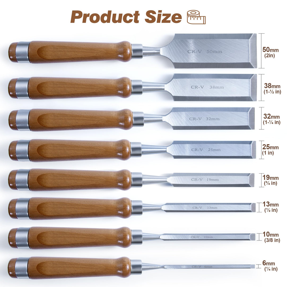 10 Pieces Wood Chisel Set, 1/4"~2" Woodworking Chisel Kit with Sharp CR-V 60 Steel Blades, Wooden Box, Honing Guide, Sharpening Stone for Carpenter Craftsman Woodworker Mount Jasper