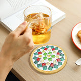 10 Set DIY Mosaic Tiles for Crafts Mixed Color Glass Mosaic Kits with Wooden Coasters DlY Coasters Kit Mosaic Supplies for Adult DIY Kit Bamboo Coaster for Drinks Tray Airsnigi