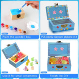 10 Sets Jewelry Box Painting 3.5x2x2.2inch Unpainted DIY Jewelry Box Unfinished Wood Treasure Chest with Paints Brushes Gem Stickers DIY Crafts Kits for Arts Party Favors Jewelry Gift Storage LIUBUJINGYING