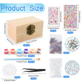 10 Sets Jewelry Box Painting 3.5x2x2.2inch Unpainted DIY Jewelry Box Unfinished Wood Treasure Chest with Paints Brushes Gem Stickers DIY Crafts Kits for Arts Party Favors Jewelry Gift Storage LIUBUJINGYING