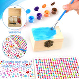 10 Sets Jewelry Box Painting 3.5x2x2.2inch Unpainted DIY Jewelry Box Unfinished Wood Treasure Chest with Paints Brushes Gem Stickers DIY Crafts Kits for Arts Party Favors Jewelry Gift Storage LIUBUJINGYING