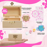 10 Sets Jewelry Box Painting Set for Kids with Stickers - Bulk Stockings & Birthday Goodie Bag Stuffer - Kids Party Favors Toy Return Gifts - Unfinished Wooden Treasure Boxes For Arts & Craft CRAFTY HAPPITOYS