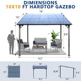 10 x 10 FT Outdoor Gazebo Pergola, Hardtop Lean to Metal Gazebo Canopy with Roof and Stable Frame, Wall-Mounted Heavy Duty Pergola Outdoor Shed Awnings for Patio Backyard, Grey Ziraukon