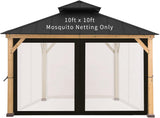 10' x 10' Gazebo Replacement Mosquito Netting, Gazebo Universal Netting Outdoor, 4-Panel Screen Walls Privacy Curtain for Outdoor Patio with Zipper ISAGAPOY ISAGAPOY