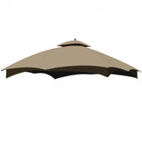 10' x 12' Double-Tier Gazebo Roof Cover with Air Vent, Heavy Duty Canopy Roof Gazebo Top for Lowe's Allen Roth Gazebo 10x12#GF-12S004B-1, Khaki - WoodArtSupply