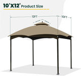10' x 12' Double-Tier Gazebo Roof Cover with Air Vent, Heavy Duty Canopy Roof Gazebo Top for Lowe's Allen Roth Gazebo 10x12#GF-12S004B-1, Khaki - WoodArtSupply