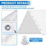 10 x 20 Ft Heavy Duty Carport Canopy Waterproof Canopy Cover with 40 Ball Bungees Cords,Waterproof & UV Protected and Easy Installation,Frame is Not Included KBOROVER