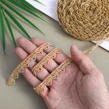 10 Yards Gold Heart Lace Trim Sequins Tassel Trims Embroidery Lace Ribbon Metallic Crafts Fabric Trim for Fabric Embroidered Wedding Bridal Party Clothes Accessories Bruislard