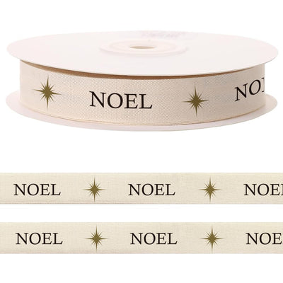 10 Yards Holy Noel Natural Cotton Ribbon for Crafting Sewing, 3/5 Inch Christmas Twill Tape Ribbons for Gift Wrapping, Religious Holy Family Ribbons for Hair Bow Accessories