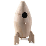 10.5" Wooden Rocket Ship Birdhouse by Make Market - Unfinished Hanging Birdhouse Made of 100% Wood, Outdoor Nesting Boxes - Bulk 8 Pack Make Market