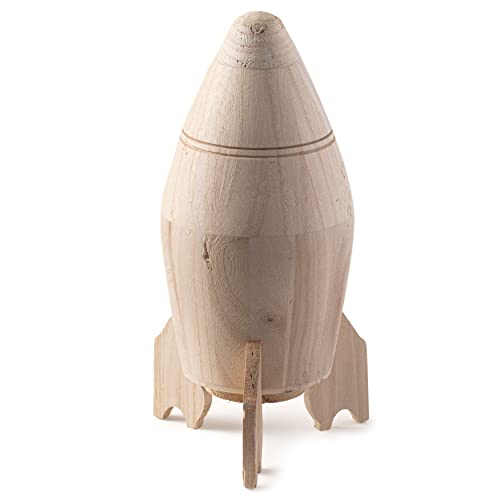 10.5" Wooden Rocket Ship Birdhouse by Make Market - Unfinished Hanging Birdhouse Made of 100% Wood, Outdoor Nesting Boxes - Bulk 8 Pack Make Market