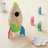10.5" Wooden Rocket Ship Birdhouse by Make Market - Unfinished Hanging Birdhouse Made of 100% Wood, Outdoor Nesting Boxes - Bulk 8 Pack Make Market