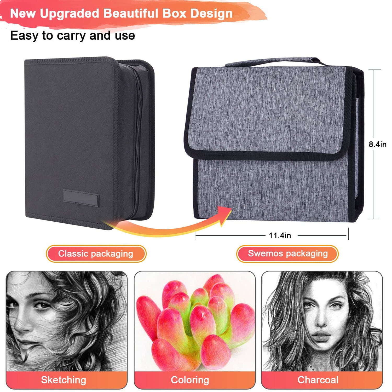 100-Pack Art Supplies for Adults Teens Kids Beginners, Artist Drawing Supplies Sketching Kit, Drawing Pencils Set with Gift Business Case, Diverse Swemos