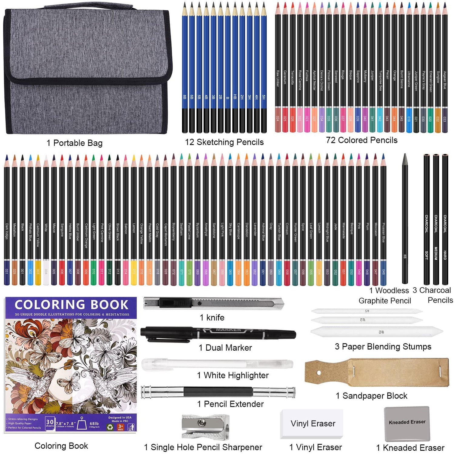 100-Pack Art Supplies for Adults Teens Kids Beginners, Artist Drawing Supplies Sketching Kit, Drawing Pencils Set with Gift Business Case, Diverse Swemos