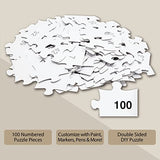 100-Piece DIY Make Your Own Jigsaw Puzzle Kit, Bulk Large Blank Puzzles to Draw on for Guest Book, Wedding, Party, Anniversary, Kids Birthday, Juvale