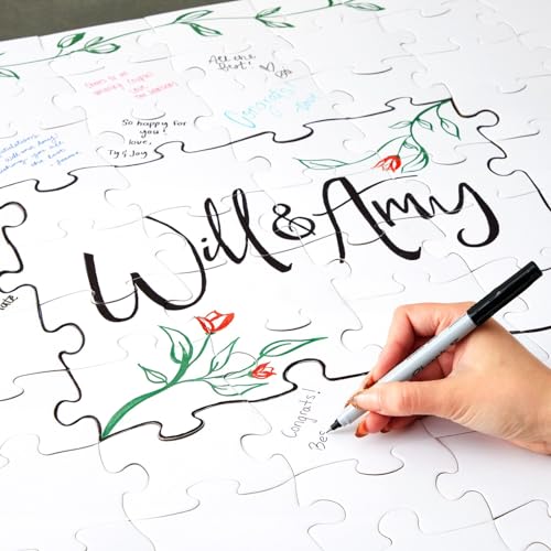 100-Piece DIY Make Your Own Jigsaw Puzzle Kit, Bulk Large Blank Puzzles to Draw on for Guest Book, Wedding, Party, Anniversary, Kids Birthday, Juvale
