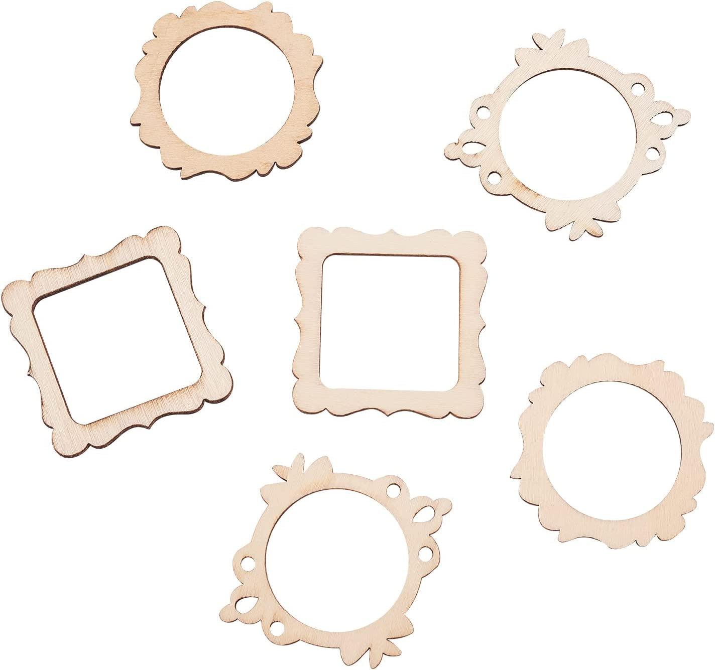 100-Pieces 48~64Mm Undyed Wood Photo Frame Pendants Wooden Cutout Unfinished Necklace or Earrings Jewelry etc WoodArtSupply