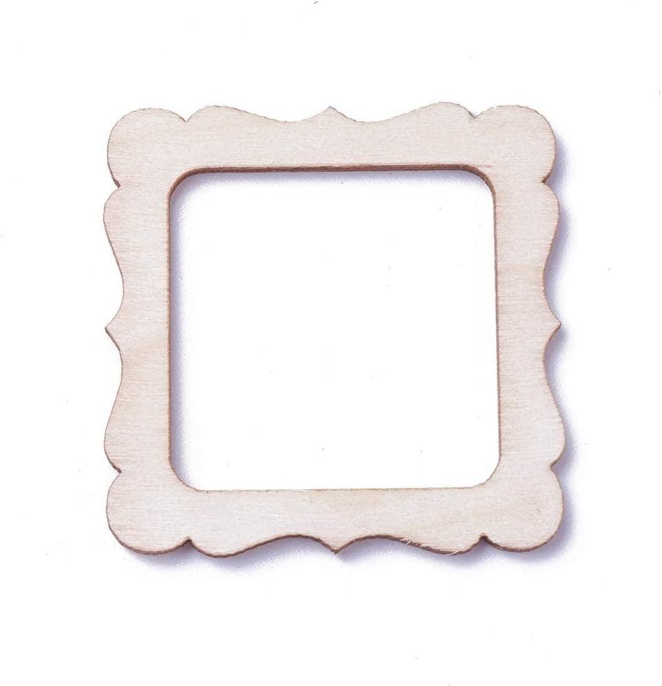100-Pieces 48~64Mm Undyed Wood Photo Frame Pendants Wooden Cutout Unfinished Necklace or Earrings Jewelry etc WoodArtSupply