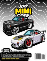 100 MINI Cars Coloring Book: Fun automotive adventure with 100 coloring pages for kids & teens Ages 6-18 WoodArtSupply